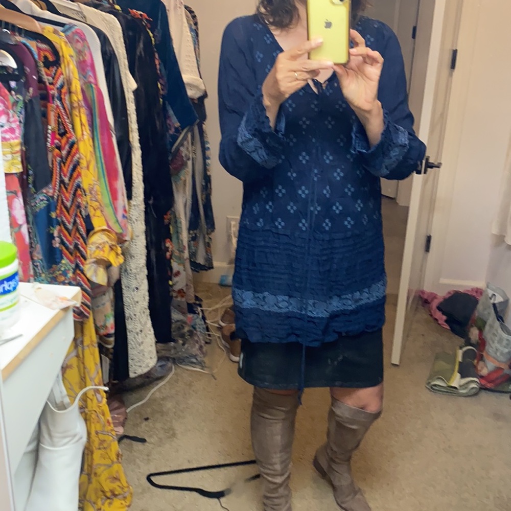 Johnny walls navy blue tunic embroidered